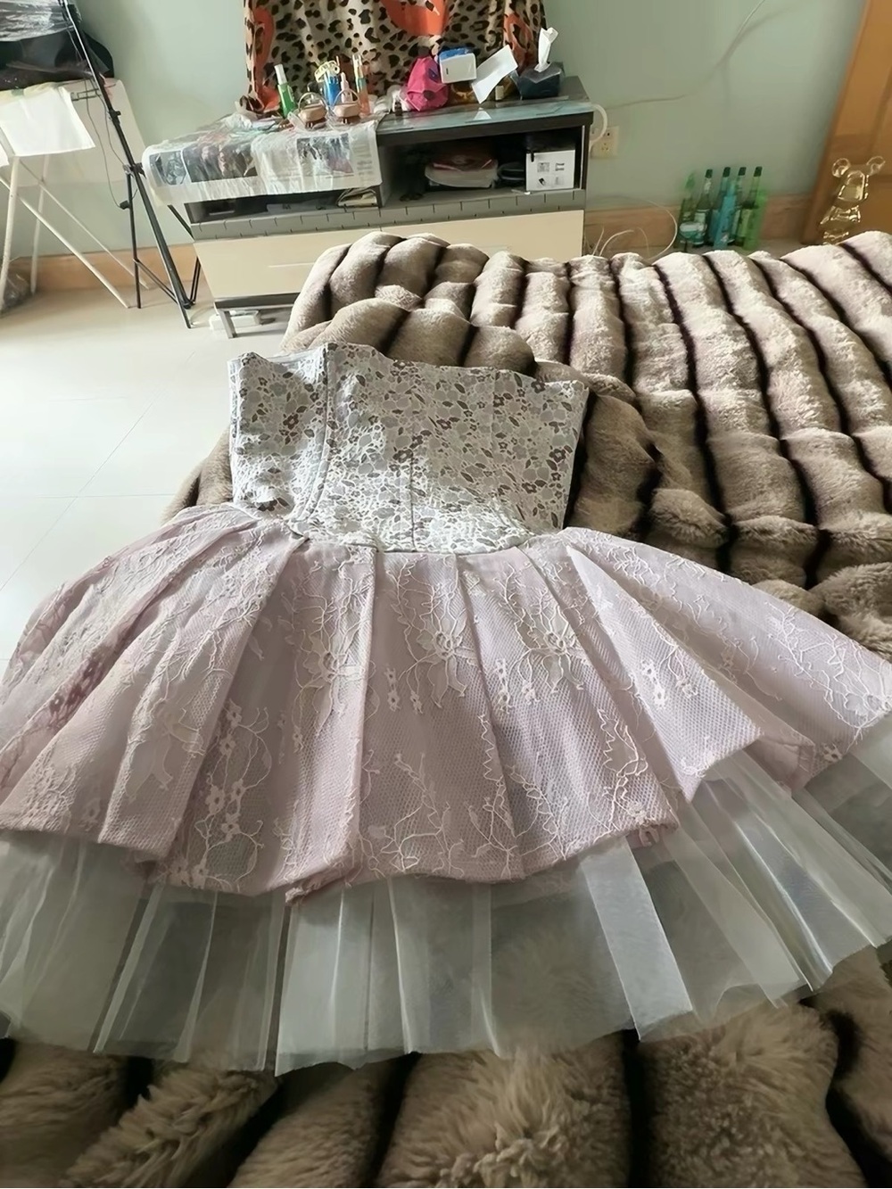 Lavender Lace Strapless Corset Mini Dress - Picture 5 of 5
